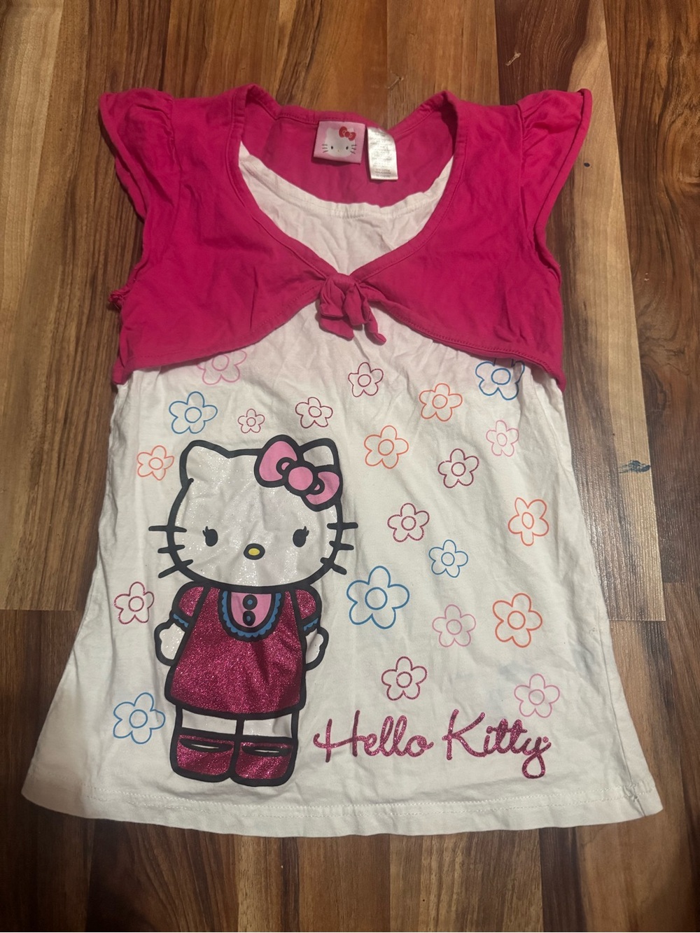 Hello Kitty Pink & White Short Sleeve Graphic Tee